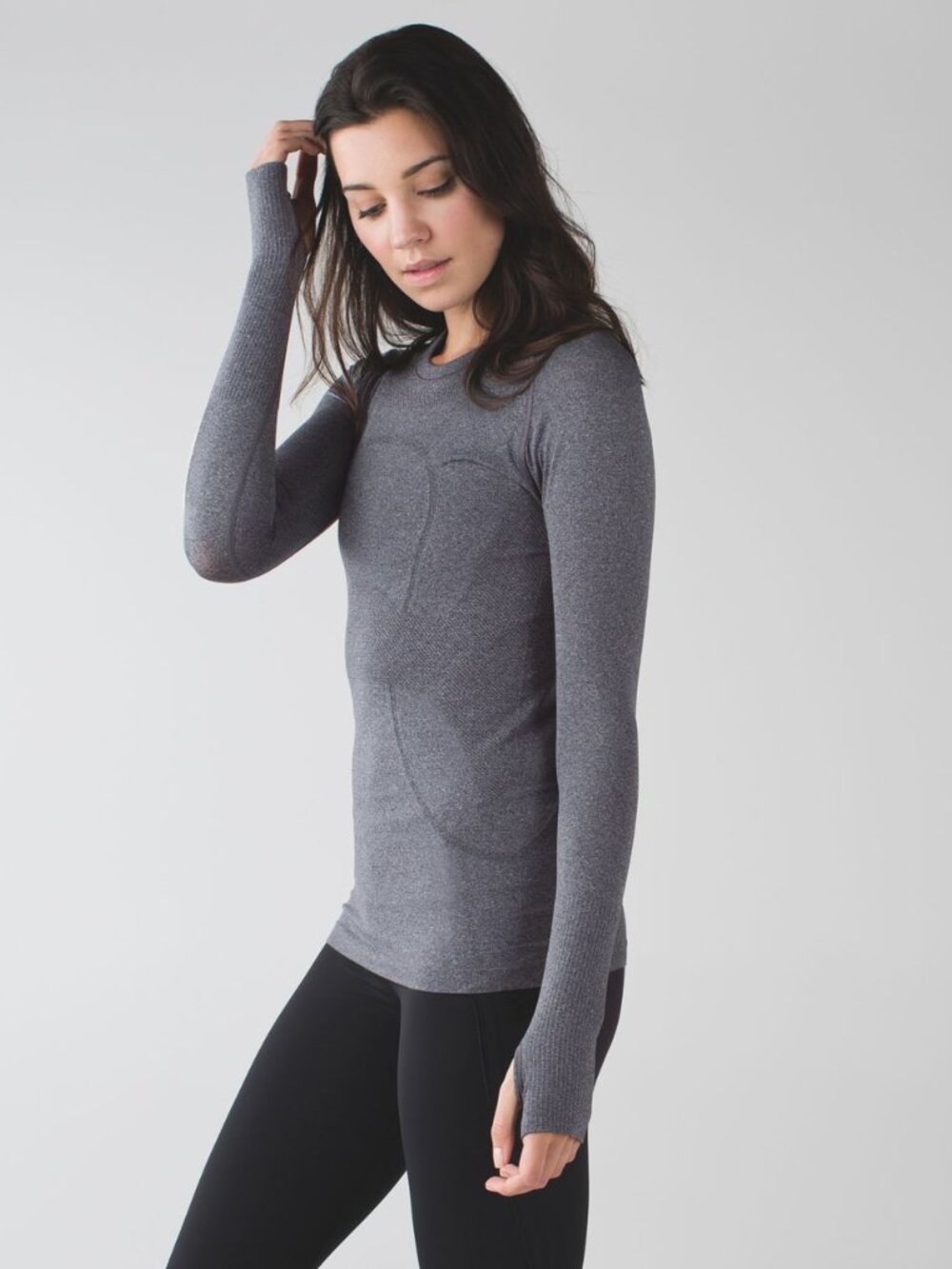 Lululemon Swiftly Tech Long Sleeve Heathered Black Size 12